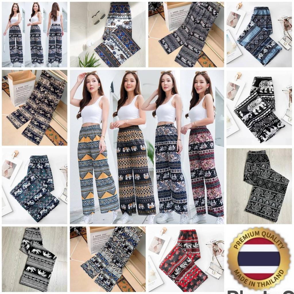 Dlouhé sloní kalhoty Nastavitelný elastický vysoký pas Popruh Volná nohavice Dámský potisk Thajsko Ležérní Streetwear Plážový Bohémský Retro Vintage