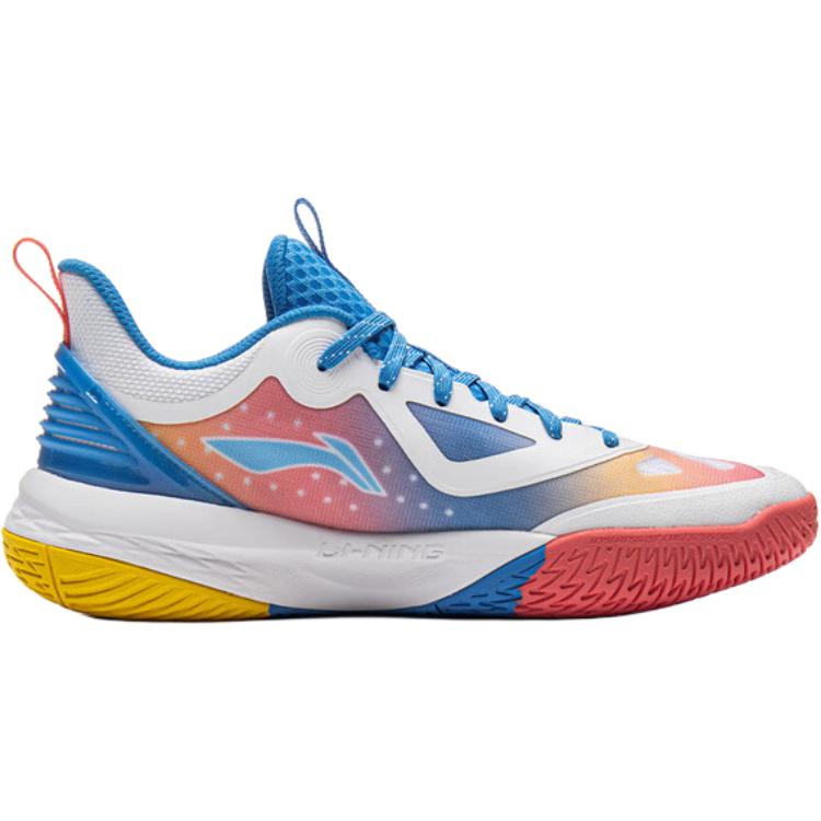 Li Ning Kids Basketball Fabric Comfortable Versatile Non-Slip Breathable Low-Top Basketball Shoes Men sneaker White Blue YKBV030-3