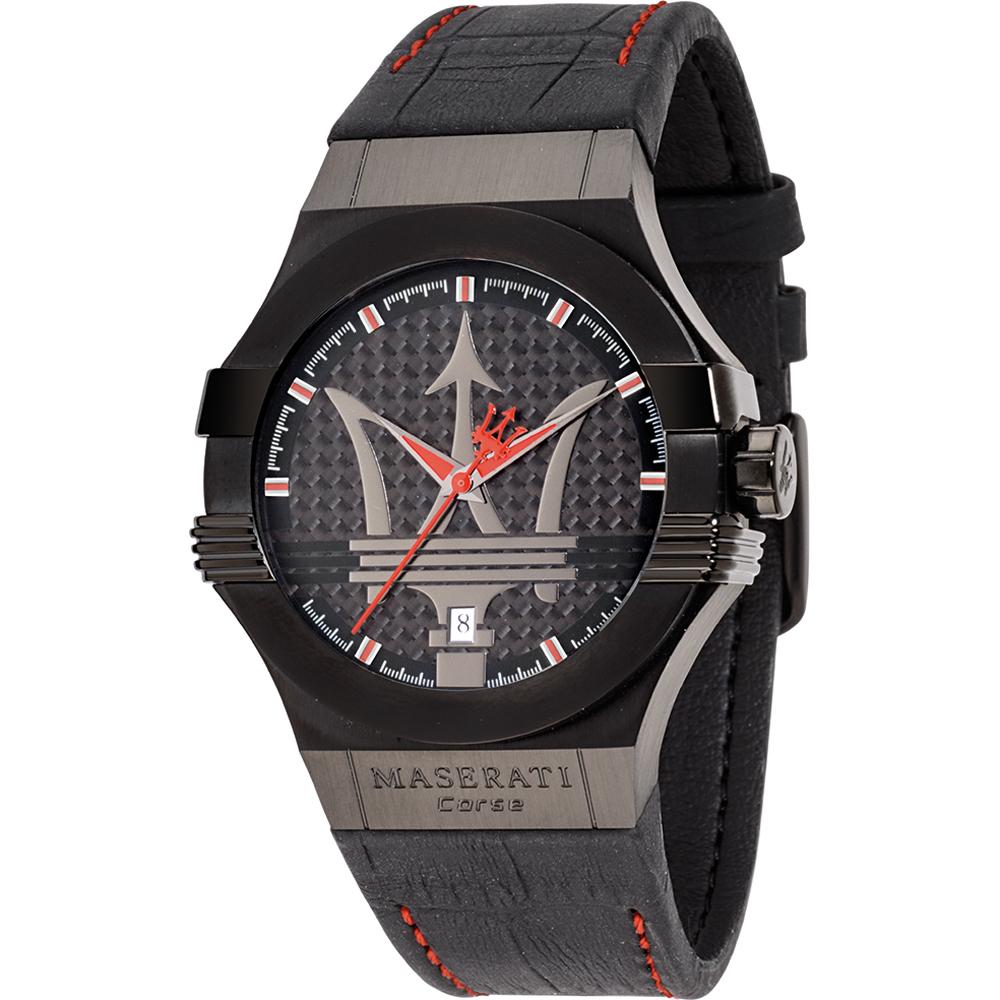 Maserati Potenza Black Leather Black Gents Quartz R8851108010 Watch чёрный