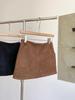 2025 Autumn/Winter Korean Style Women's Low-Rise Suede Plush Bodycon Mini Skirt