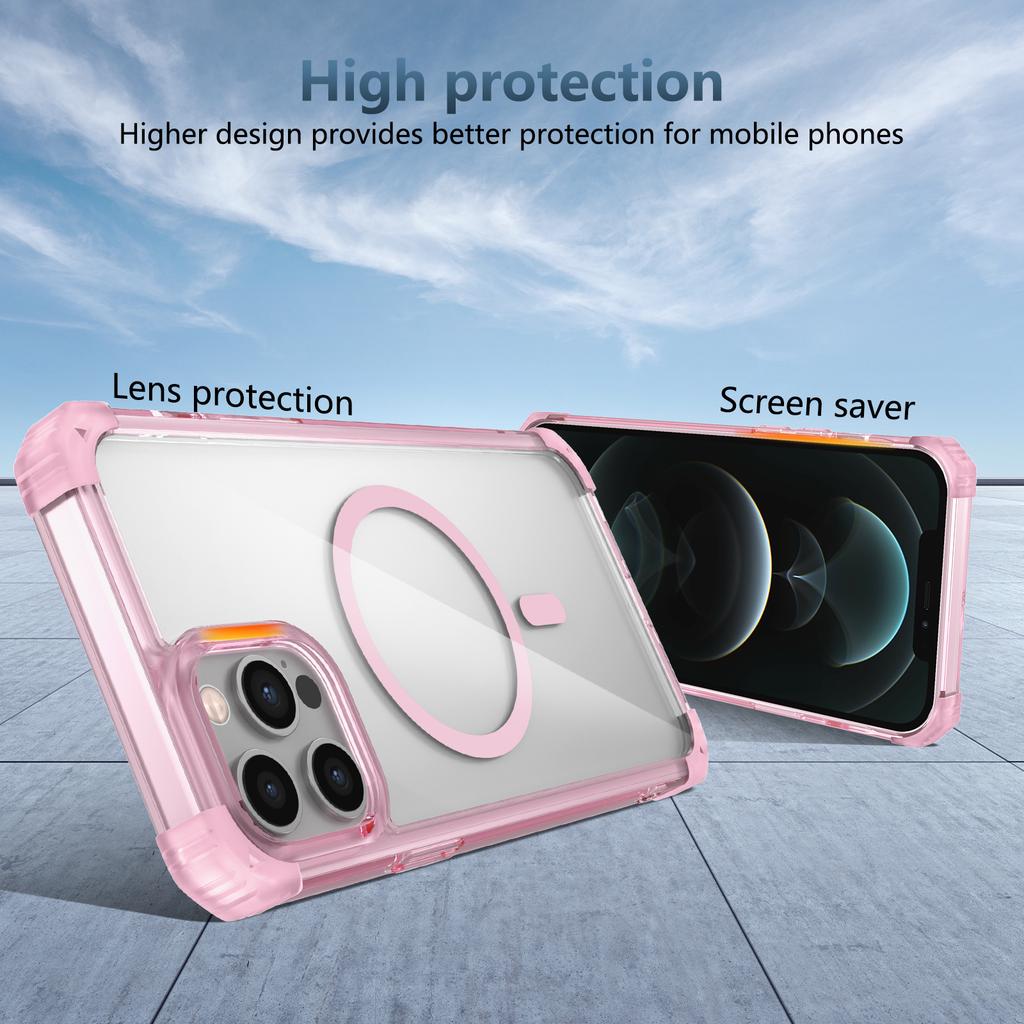 For iPhone 12 Pro Max Case Anti-Yellow TPU+PC Crystal Clear Phone Shell Compatible with Magsafe