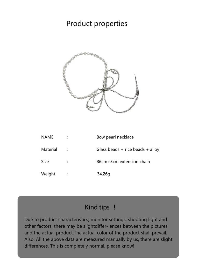 Xiaomi Pearl & Bow Beaded Choker: Stylish, Girly Clavicle Necklace
