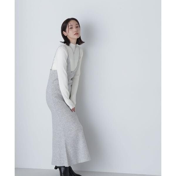 Beauty Casual Dress Knit Cami Dress Set for Blue X Charcoal [Natural Basics] Women,