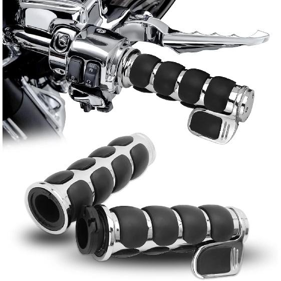 DREAMIZER Universal Motorcycle Hand Grips With Black Non-Slip Rubber For Harley Honda Yamaha Suzuki Kawasaki