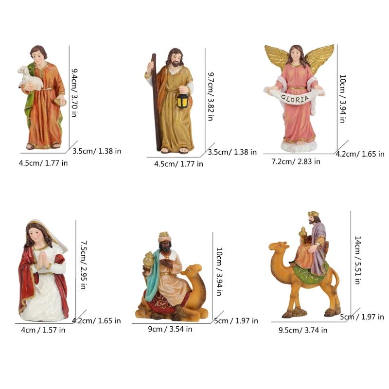 Christmas Nativity Figurines Resin Nativity Scene Statue with Stable Holy Family Statue Table Centerpieces Home Decors