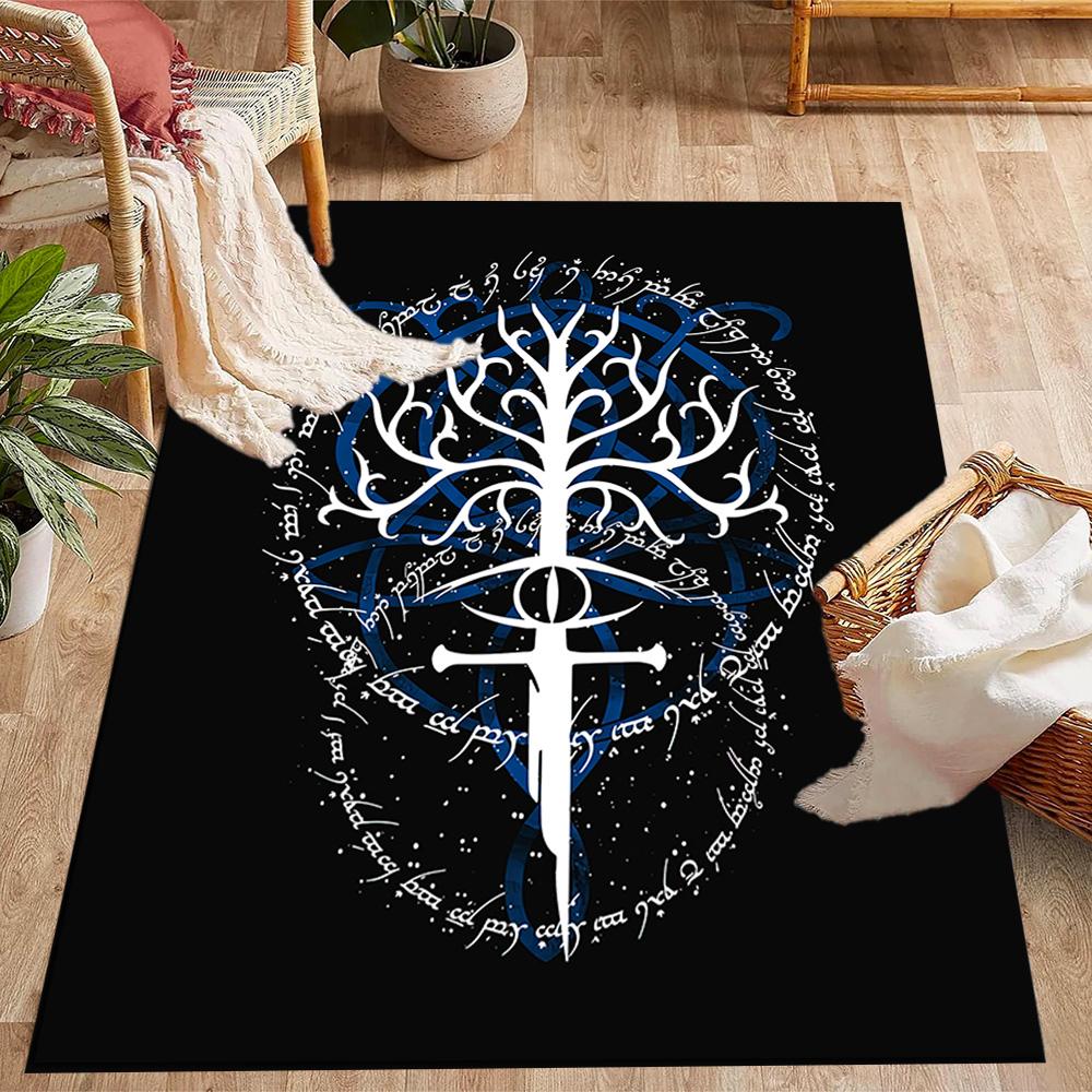Lord Rings Symbol Carpet Suitable for Outdoor Foyer Living Rooms Entryway Antislip Carpet Anime Office Decor Spiritual Gift