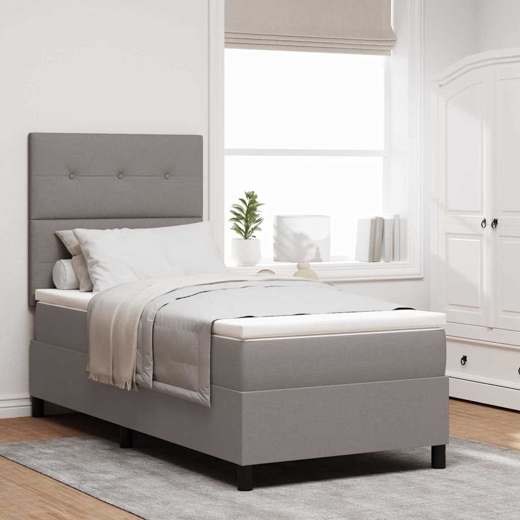 Box Spring Bed with Mattress and LED Light Taupe 90 x 200 cm Fabric