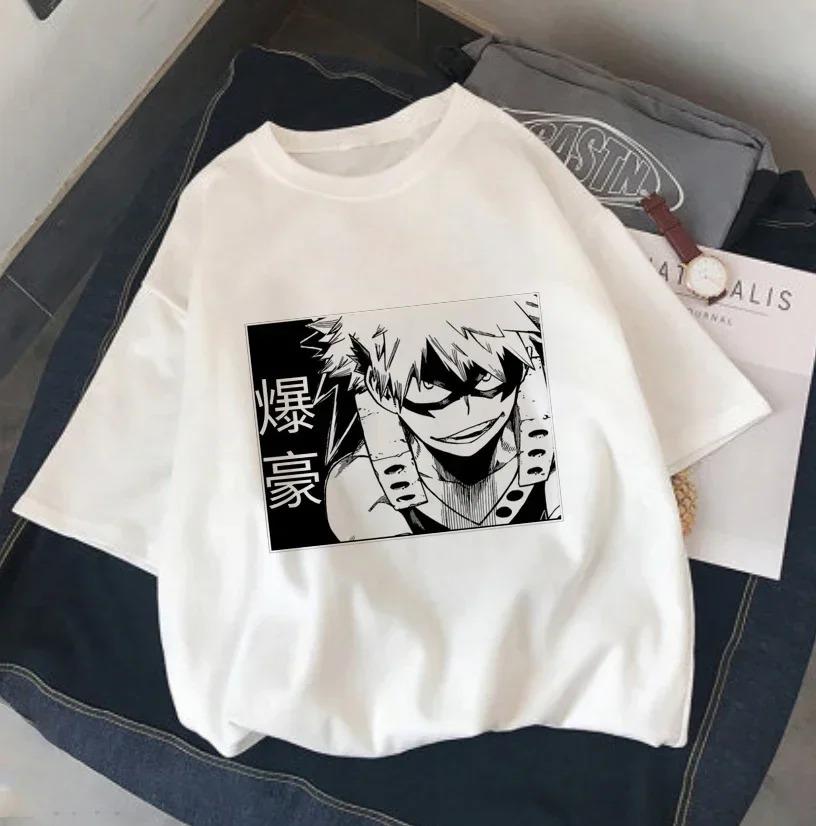 My Hero Academia Deku & Shoto Katzenohren Chibi T-Shirt, Unisex Anime Streetwear Tee, 100% Baumwolle Lässiges Kurzarm Oberteil
