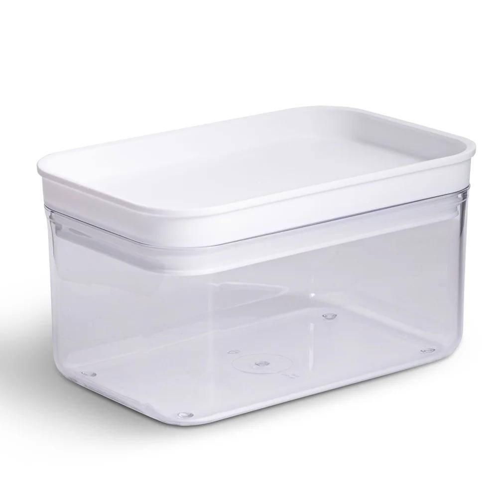 Airtight Rectangular Plastic Food Storage Canister Set of 6 Stackable Clear Containers Kitchen Organization and Freshness