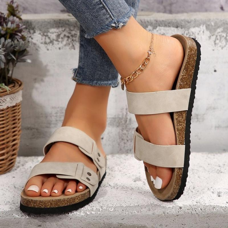 

Sandalwood Non Slip Flat Slippers for Women, Thick Soled Straight Sandals, Versatile for Outdoor Wear, Beach Slippers 35 бежевый