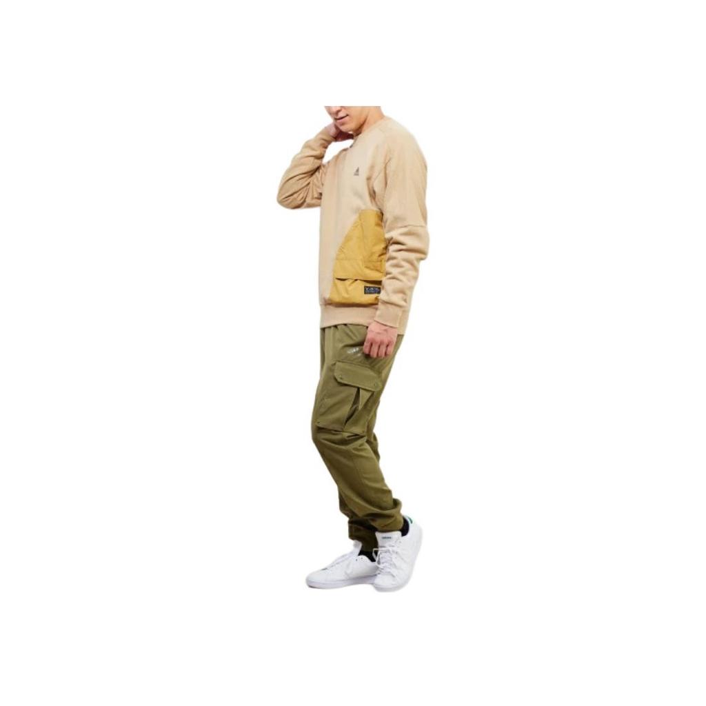 Adidas Logo Print Patchwork Crewneck Sweatshirt Men Tops Khaki HP1382