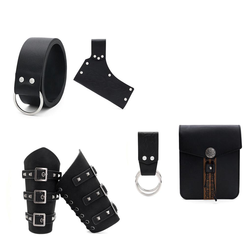 Renaissances Costume Vikinges Costume Accessories Set Medieval Pirate Leather Belt Bracers Cosplay Halloween Costumes