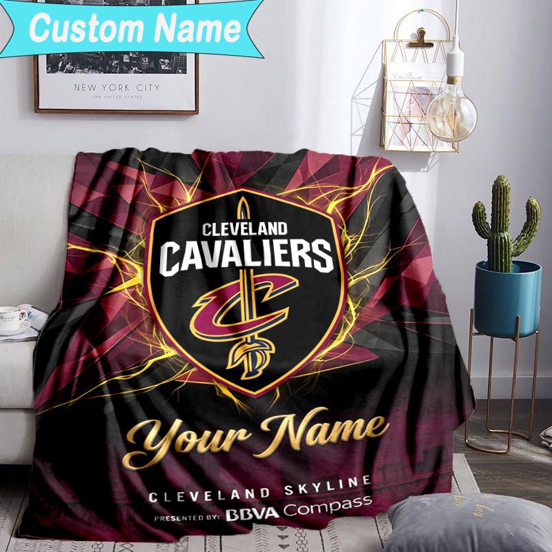 Custom Name Blanket Cleveland Cavaliers Logo Blanket Bedding Blanket for Travel, Camping, Living Rooms, Offices, Sofas, Fan Christmas gift