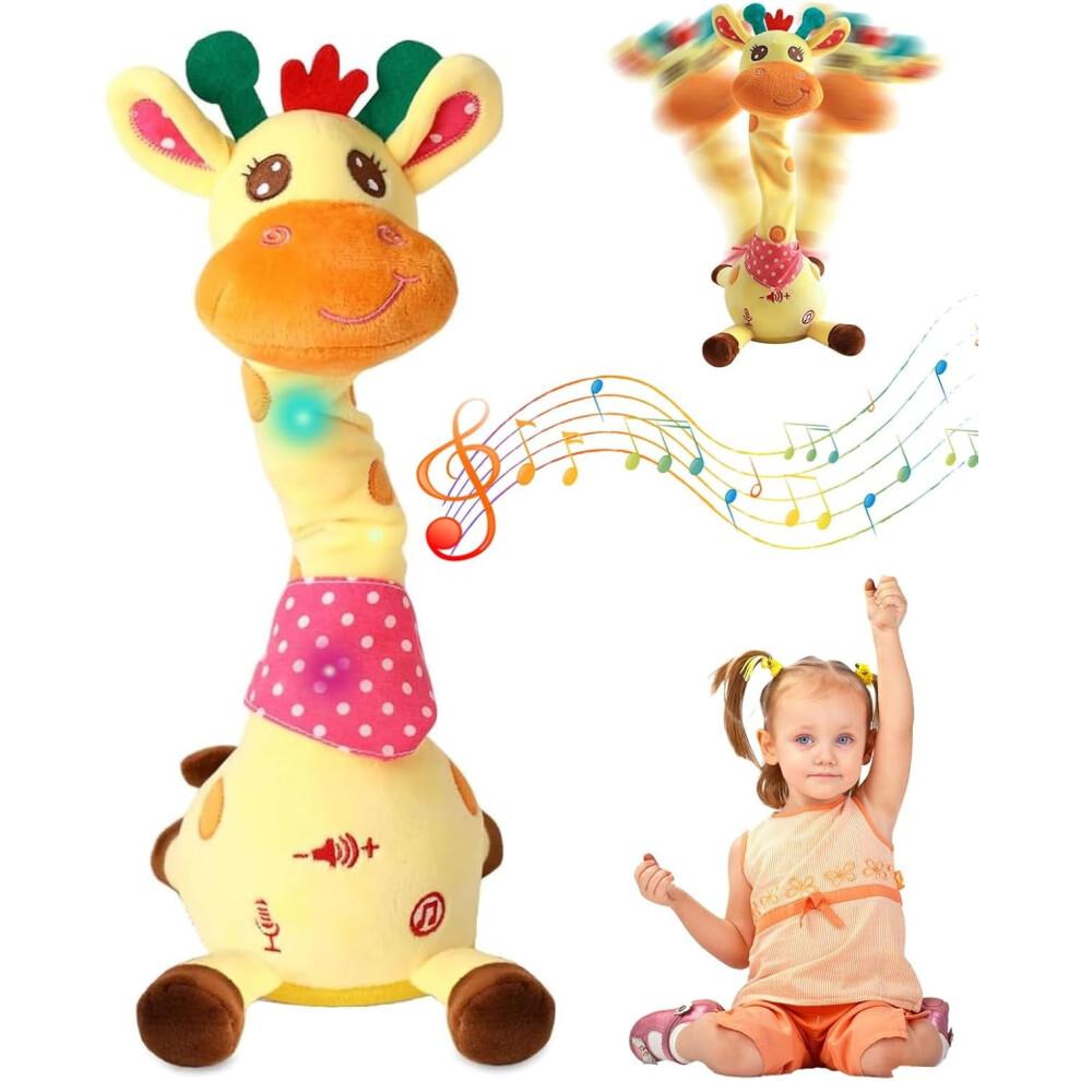 Gifskiu Dancing Talking Giraffe Toy, Singing Plush Giraffe with Adjustable Volume, Tummy Time Toy, Remote & USB Charging – 2PCS