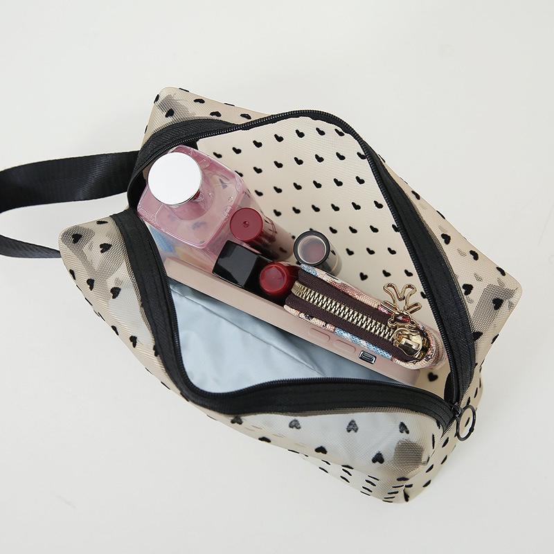 Custom Transparent Mesh Makeup Bag - Large Capacity, Portable Toiletry and Cosmetic Storage Bag for Women
