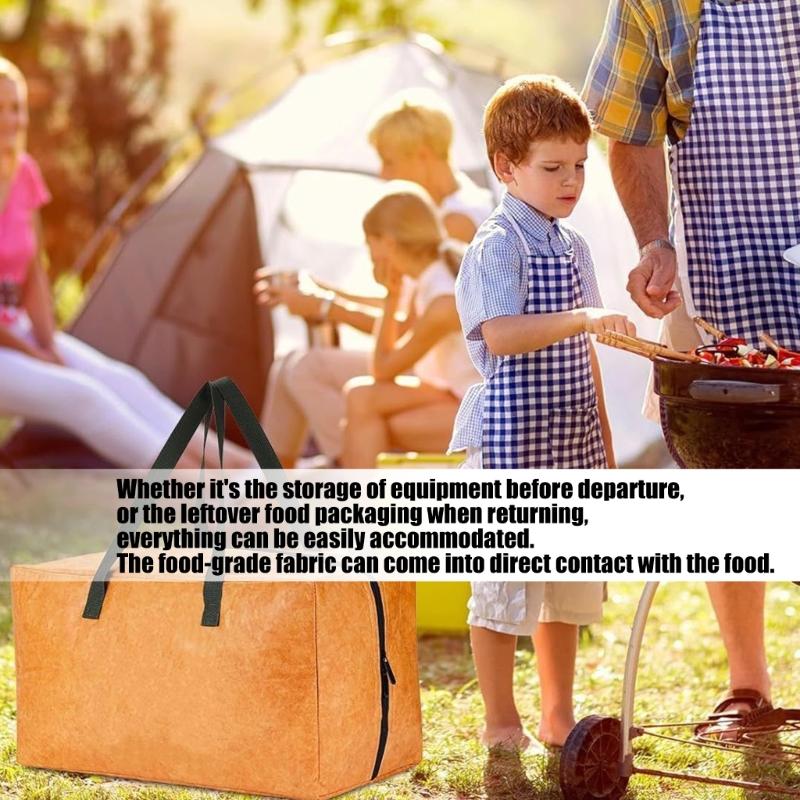 Spacious BBQ Insulated Storage Bag with Double Zippers and Carry Handle Perfect for Picnics Camping Day Ensuring Easy Access