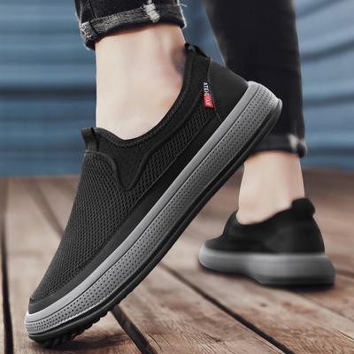 Men's Shoes 2024 New Summer Breathable Cloth Shoes Men's Casual One-pedal Board Shoes Mesh Flat-bottomed Feet Lazy Shoes