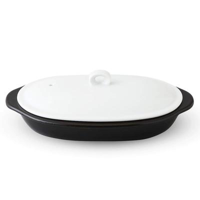 RAO3Z Ranchant Ovales Mikrowellen-Backgeschirr, Mondweiß, Mehrzweck, 14x22,5x6,5cm, Rezept enthalten, Arita-Geschirr, Hergestellt in Japan