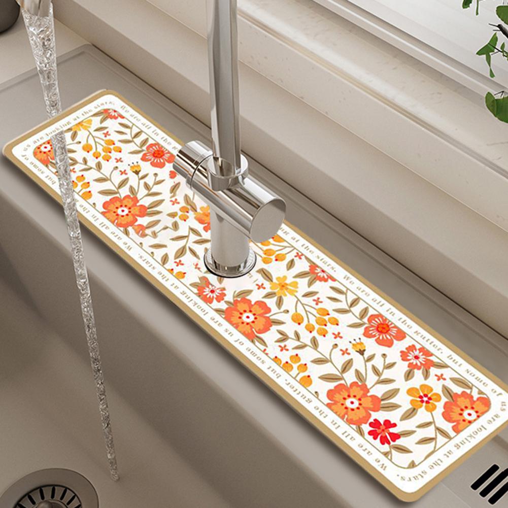 Quick Drying Faucet Absorbent Pad Polyester Rubber Non-slip Anti-mildew Mat Strong Water Absorption Bathroom Kitchen Gadgets