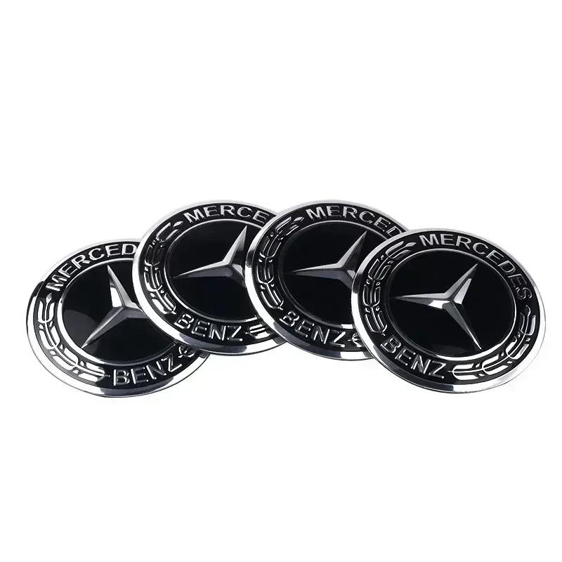 4Pcs 56mm Car Logo Wheel Hub Cap Stickers Aluminium Accessories For Mercedes Benz Amg W205 W211 W204 W212 W213 W203 W176 W221