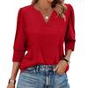 Women's Fashion Casual 3/4 Sleeve Solid Color Shirt Women's V-Neck Tops