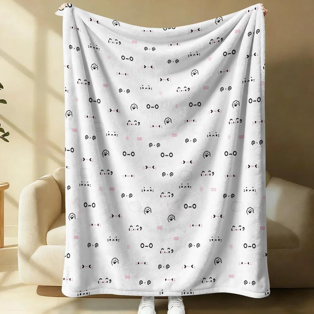 Sanrio Lovely Hello Kitty Plush Flannel Blanket Red White Grid Pattern Lightweight Throw Bed Sofa Cover School Office Nap Shawl