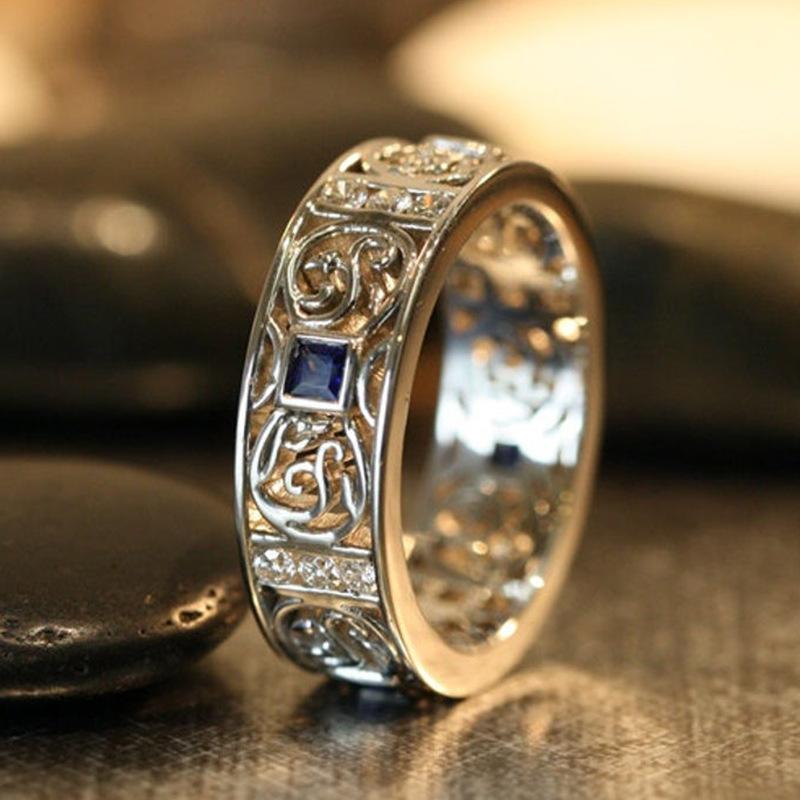 

2026 New Ethnic Strength Ring Fashion Gold Color Hollow Band Geometric Cubic Zircon Stone Hot Selling Engagement 6