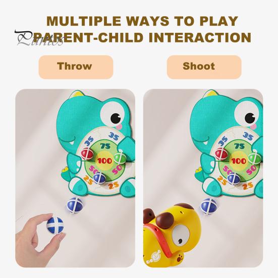 Dart Board Game for Kids 3-8 Years Old Indoor Outdoor Toy Set with Launcher 12 Sticky Balls Cartoon Dinosaur Image Fun Party Game Gift