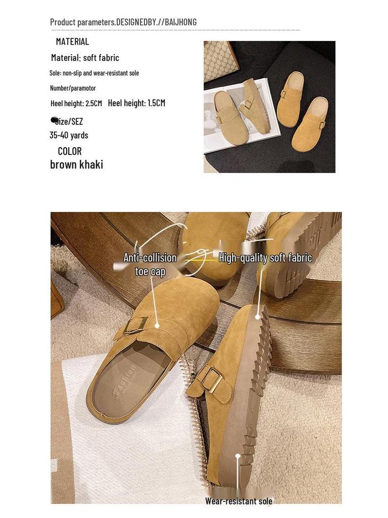 Dames 2025 Lente Retro Gesloten Teen Mule Pantoffels, Zacht & Antislip Dikke Zool Birkenstock-Stijl.