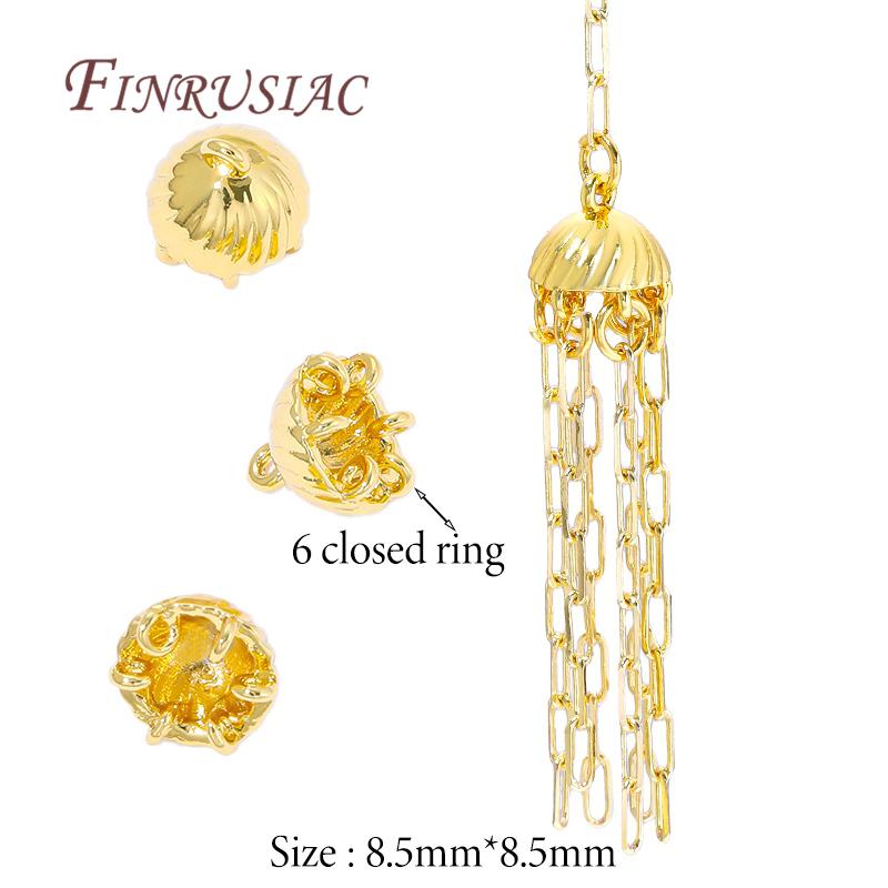 

5/10Pcs 18K Gold Plated DIY Tassel Earrings Accessories Brass Jellyfish Shape Beads Caps For Jewelry Making Supplies 5 pieces