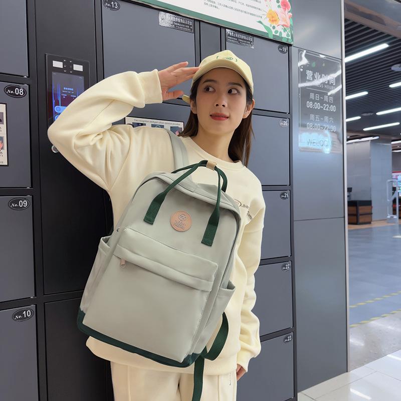 Schoolbag1011 Contrasting Color Backpack Japanese Simple Versatile Handbag Middle School Student Backpack Wholesale Campus Style