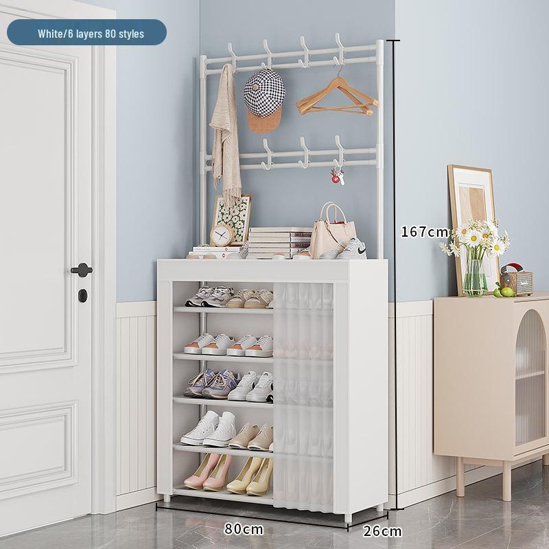 Multi-layer Dustproof Shoe & Hat Rack: Floor-standing Coat Rack & Storage Shelf for Living Room or Entryway