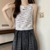 Summer Women's Rainbow Striped Knitted Camisole Sleeveless Short Bottoming Shirt Top Vest for Women