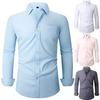 Men's White Four-Way Stretch Wrinkle-Resistant Long Sleeve Shirt - Formal and Casual Plus Size