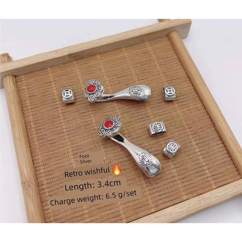 

999 Pure Silver Bracelet Female Children Baby Cartoon Hand Woven Hand Rope Bracelet Ornament Male Fancy Ins Ruyi accessories 1 set foot Silver