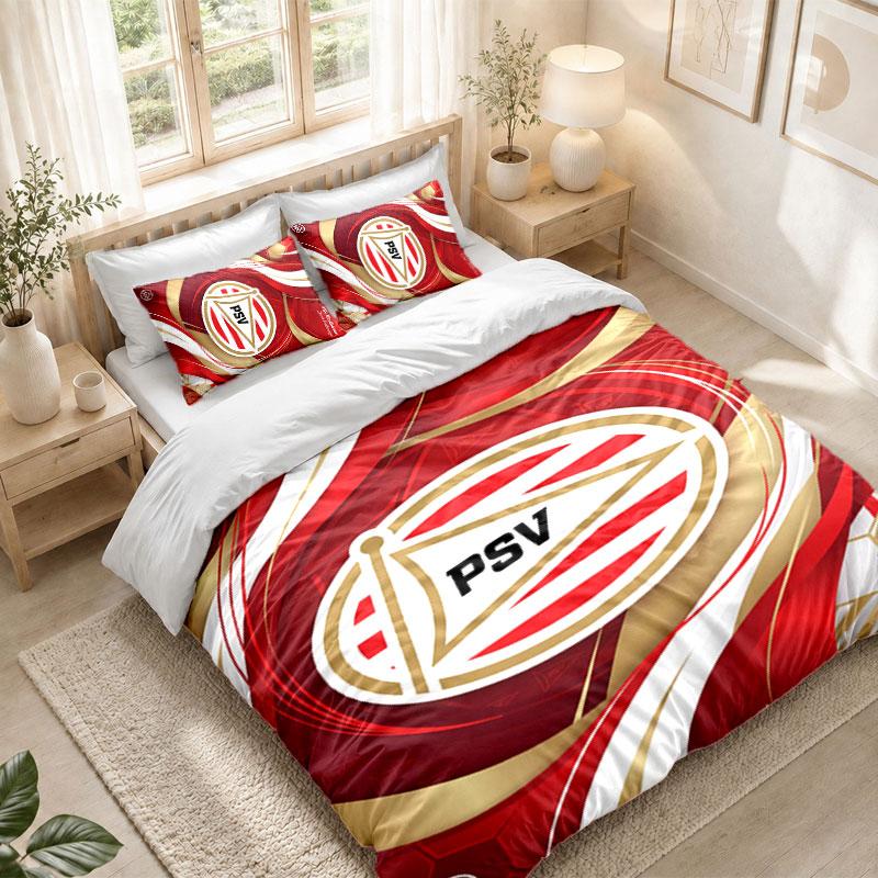 Bedding Set 1 Duvet Cover 2 Pillowcases PSV Eindhoven FC Print Bedroom Home Decoration