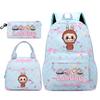 3Pcs/set Backpack for Girl School Teen Student Knapsack Women Rucksack with Lunch Bags Pencil Bag Fish Scale Style Bags