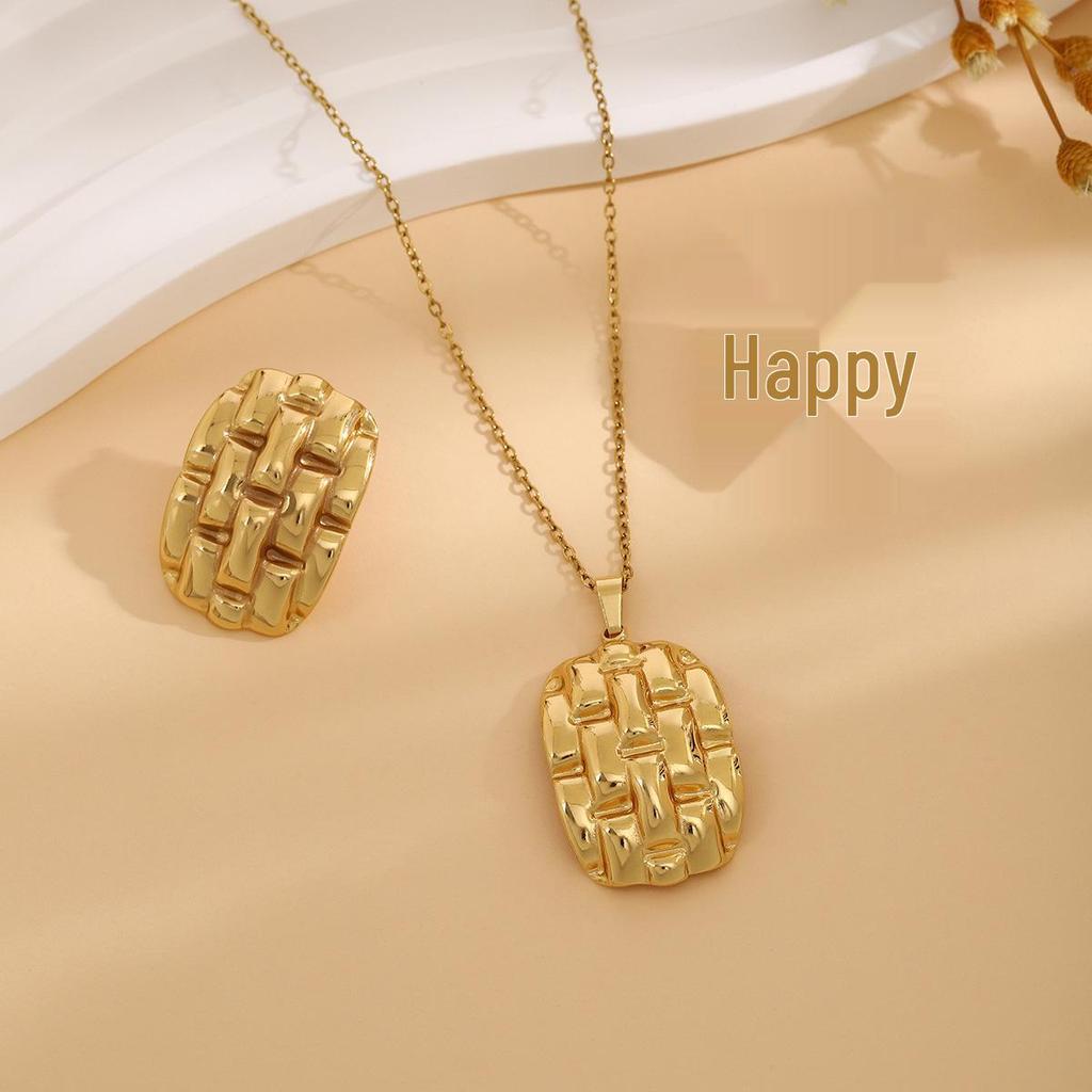 Exquisite Irregular Geometric Leaf Texture Jewelry Set: Love Earrings & Necklace