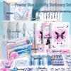 2026 Stylish 13-Layer Butterfly Pencil Case - Light Blue & Large Capacity for Girls