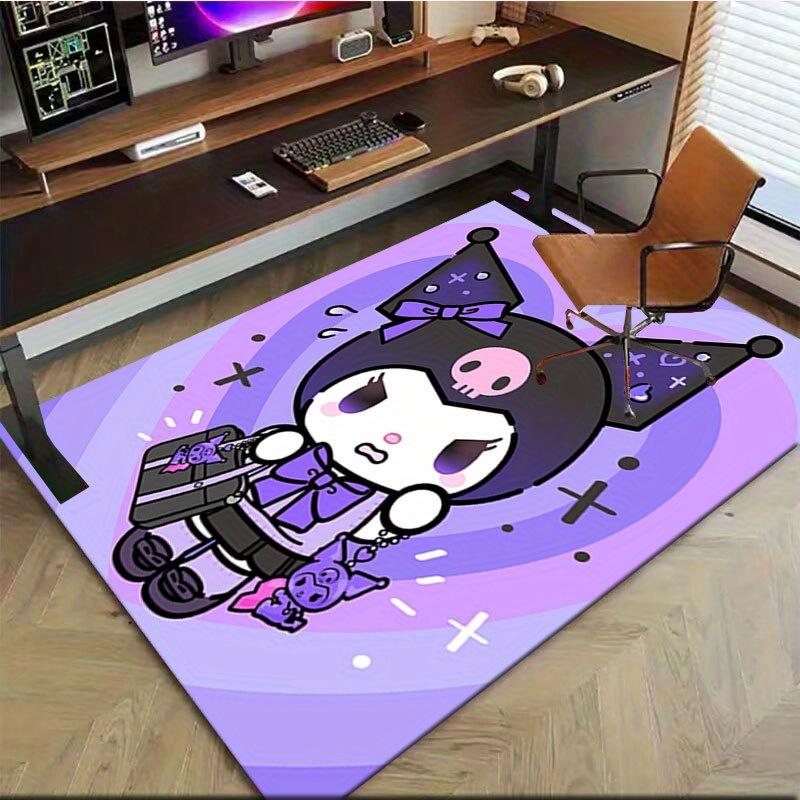 1pc Sanrio Kuromi Mermaid Printed Office Carpet Rectangle Rug Under The Table,Perfect Room Decor for Living Room, Bedroom, Kitchen, Non-slip Floor Mat