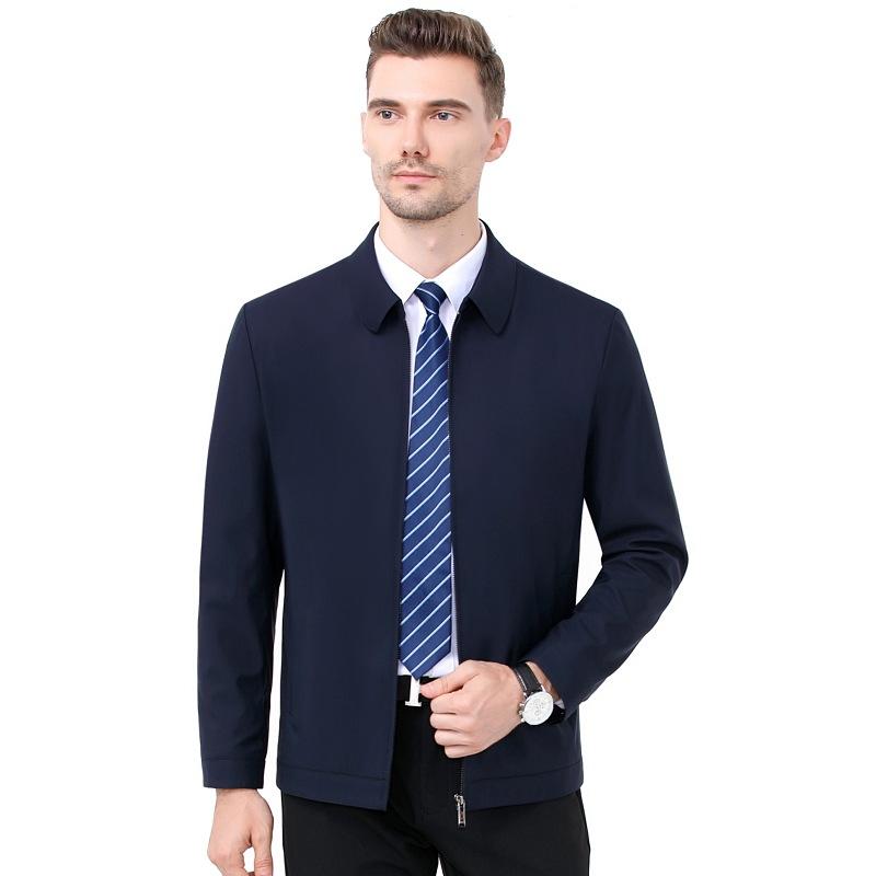 Middle-aged Men's Spring and Autumn Lapel Jackets, Middle-aged and Elderly Daddy Mulberry Silk Jackets, Men's Business Casual Thin Tops