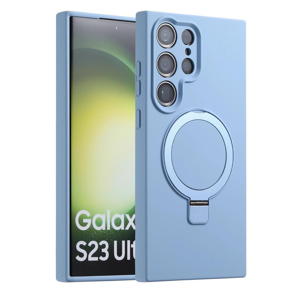 Suitable for Samsung S25Edge Mobile Phone Case True Liquid Silicone S24Ultra Magnetic Suction Bracket Full Package Anti Fall Soft Sleeve 3