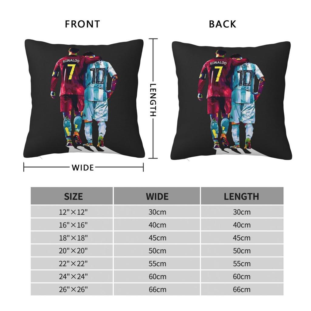 Cristiano Ronaldo Lionel Messi Square Pillowcase Polyester Linen Velvet Printed Zip Decor Home Cushion Cover