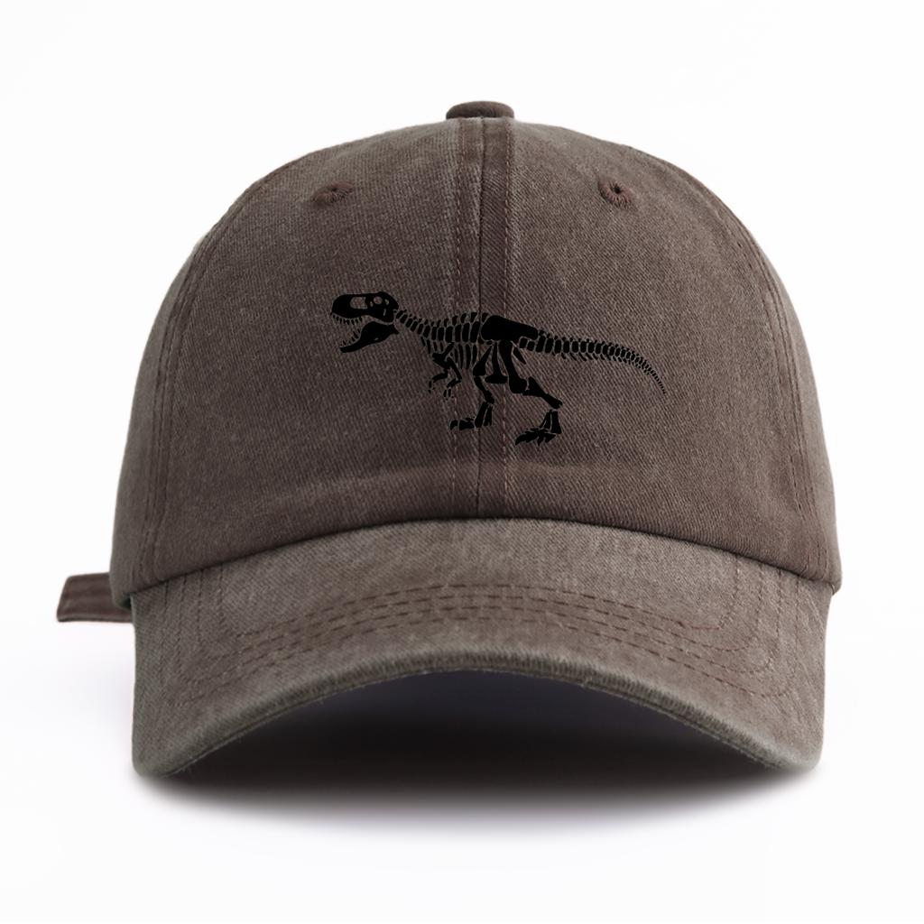 pc Black T Rex Print Washed Baseball Cap for Adults  Minimalist Retro Style Casual Soft Adjustable Dad Hat Perfect As Gift