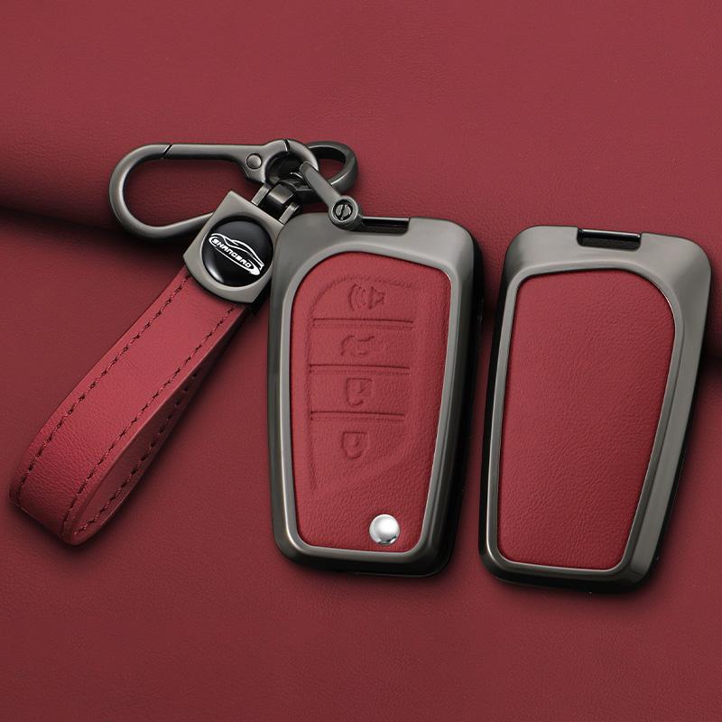 2 3 4 Buttons Car Key Case Cover For Toyota Hilux Corolla Avensis Prado Fortuner Rav4 Zinc Alloy Leather Flip Remote Protection