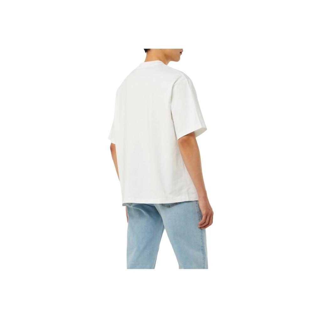 Calvin Klein Jeans Casual Letter Print Loose Cotton Heavyweight Short Sleeve T-Shirt Men Tops White J325509-YAF