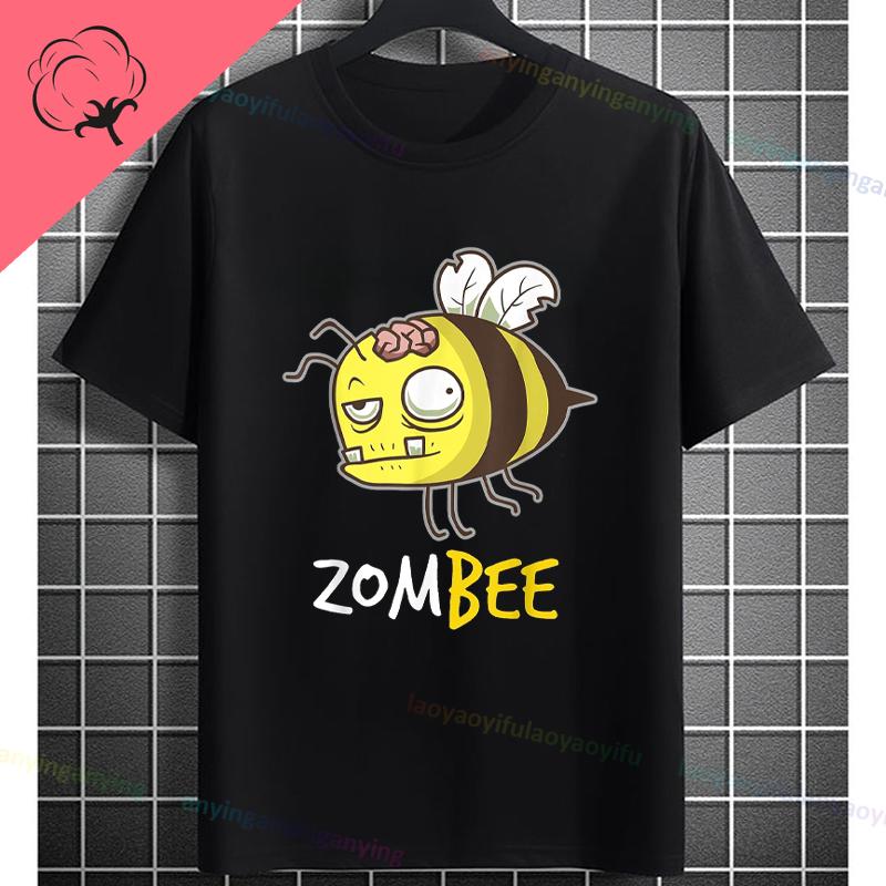 UnisexS Zombie Bee Apocalypse Graphic TShirt with Creepy Undead Horror Design Black Pure Cotton Shortsleeve Tee Outdoor Clothing