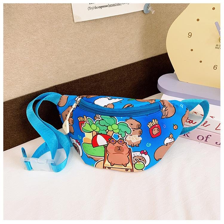 

Crossbody Capybara Printed Bags Children Cartoon Outdoor Leisure Waist Pack синий