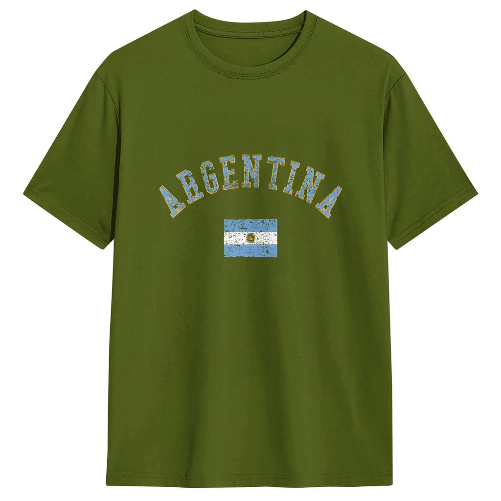 Argentina Flag Unisexs T Shirts Novelty Tees Short Sleeve Crew Neck Tshirts Cotton Gift Idea Clothing
