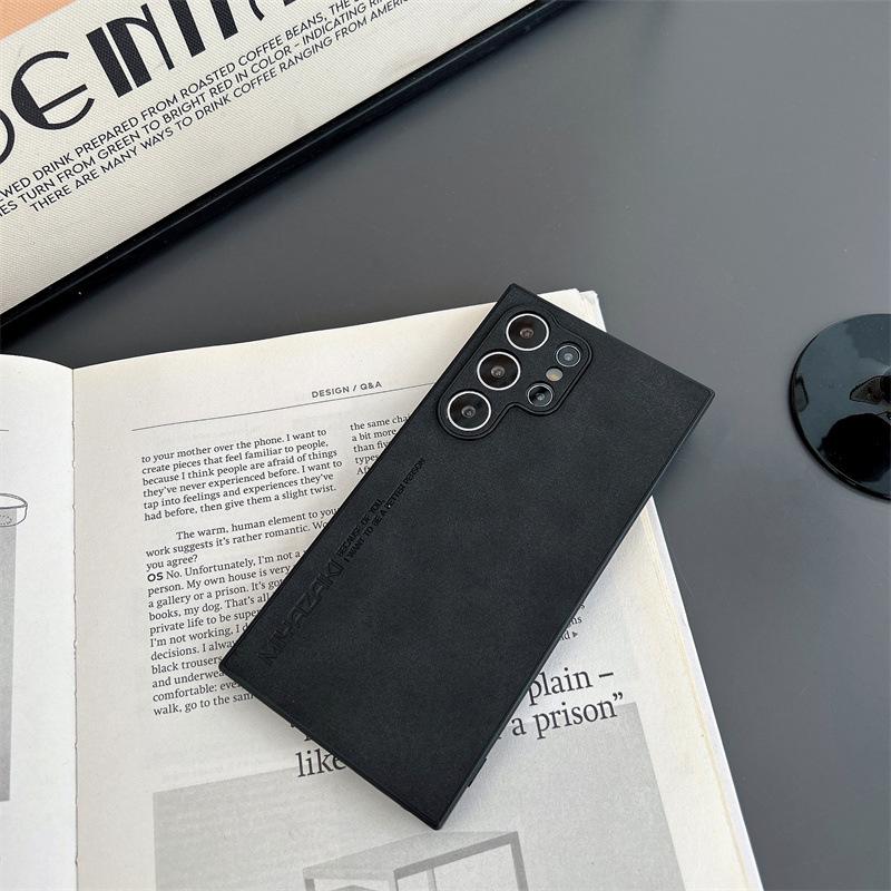 

Luxury Solid Color Leather Texture Skin Feel Phone Case for Samsung Galaxy S22 S23 S24 Ultra Plus Shockproof Protective Cover Galaxy S24 Ultra чёрный